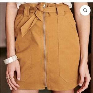 Sezane Zip Front Skirt Khaki 34 NWOT